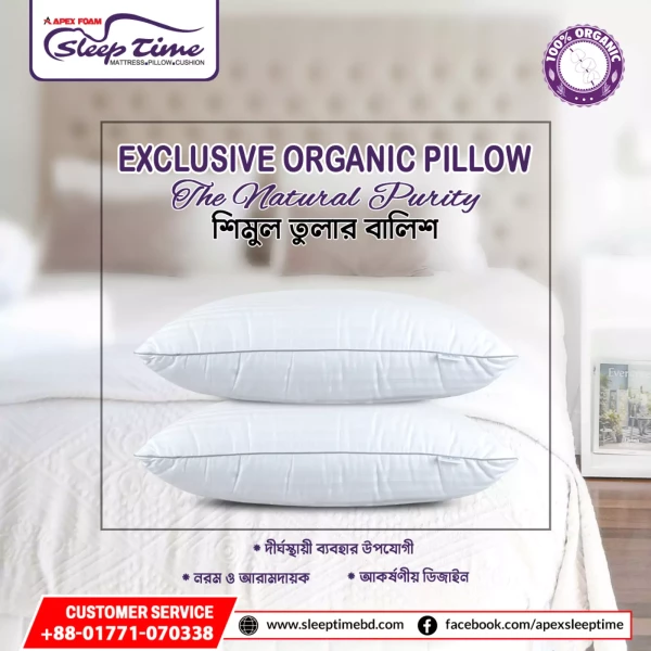 Exclusive Organic Cotton Head Pillow -  শিমুল তুলার বালিশ